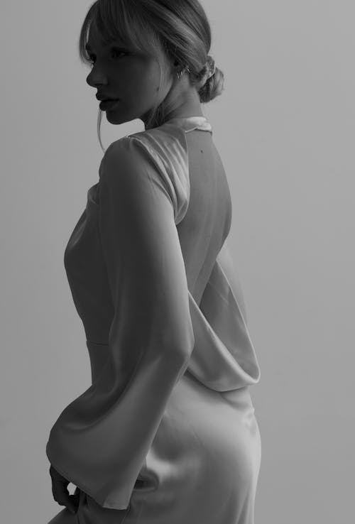 Model in a Backless Silk Dress