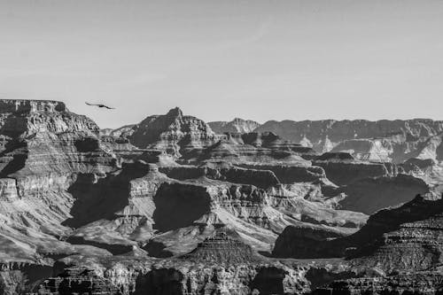 Black and White Landscape of the Grand Canyon National Park, Arizona, United States 