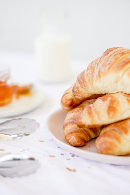 Close-up of a Plate with Croissants 