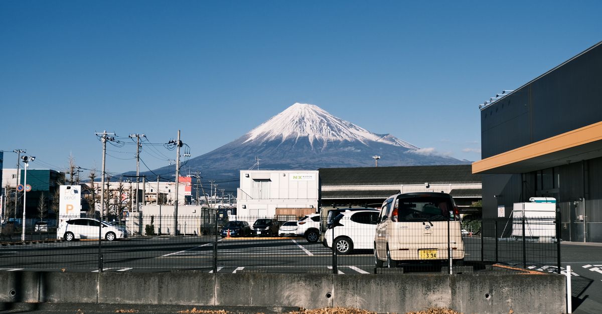 Mount Fuji view from budget train Japan