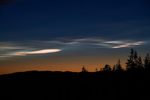 Pearl clouds on the evening sky above Krøderen Lake, Norway