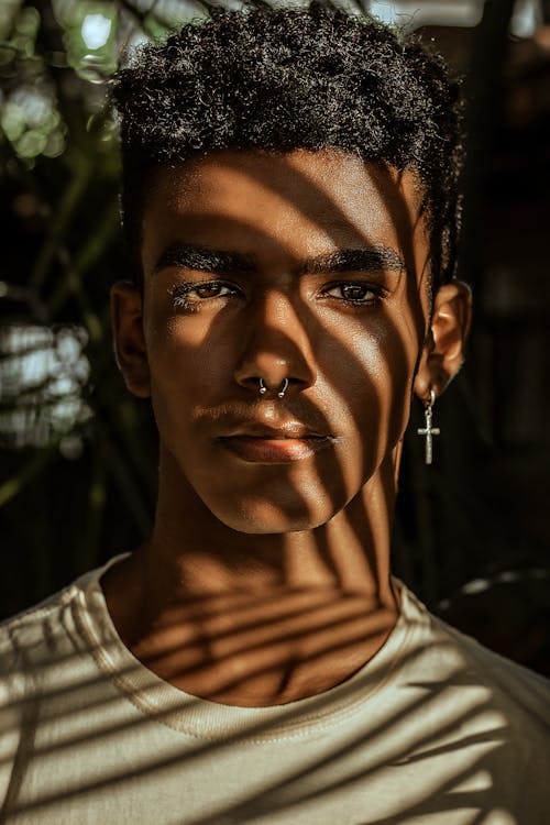 Man Wearing White Crew-neck Top