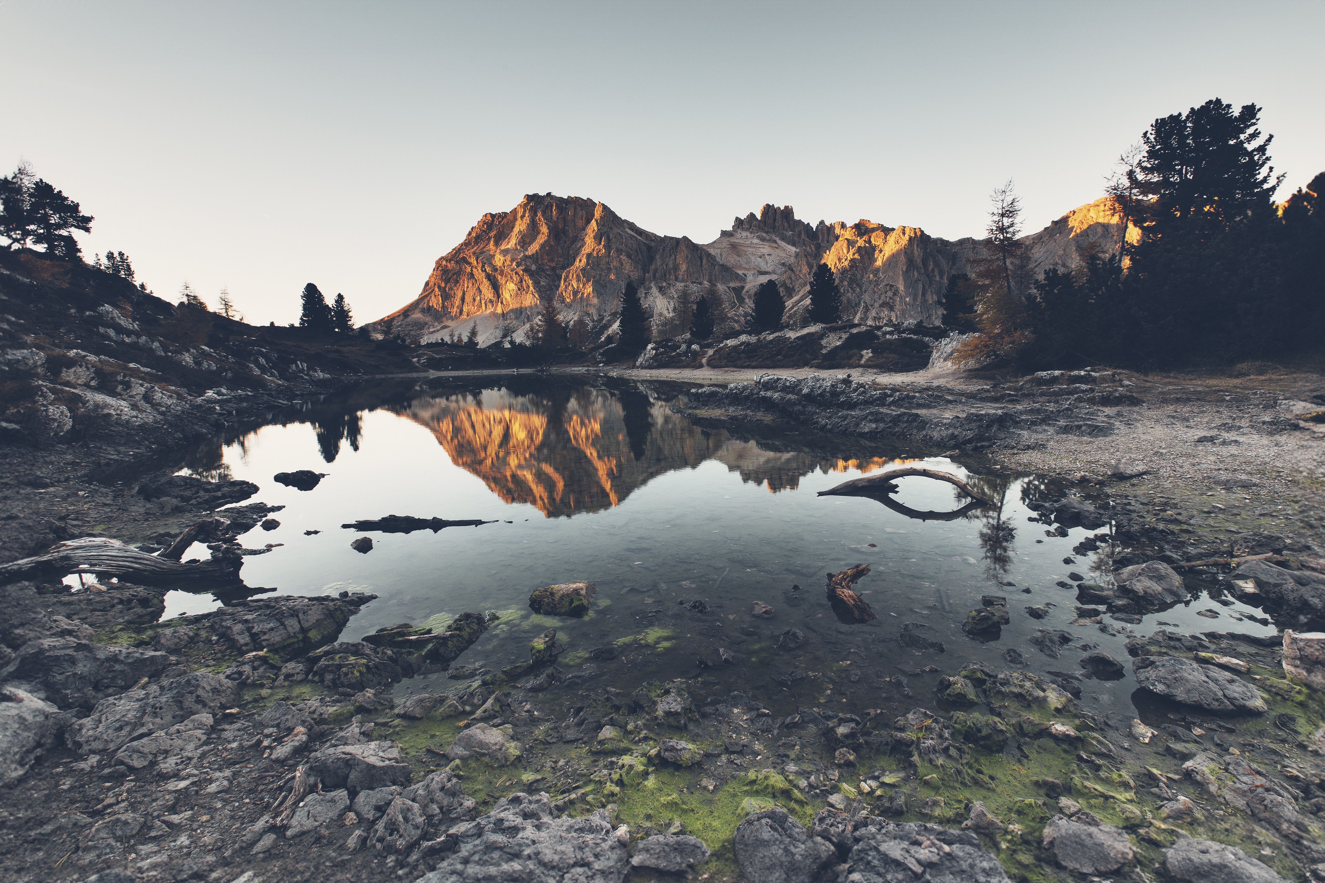 Mountains reflected in a highland lake