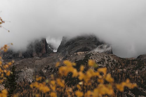 Rocky Mountainside Under Cloud