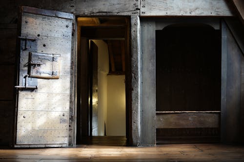 Free Old wooden attic door Stock Photo