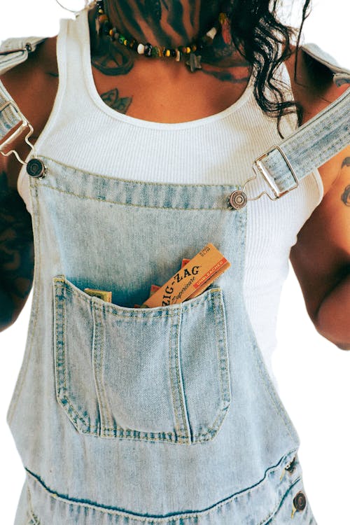 Model in Tank Top and Overalls