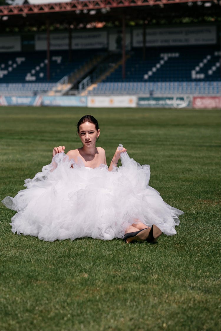 Bride Posing At Stadium