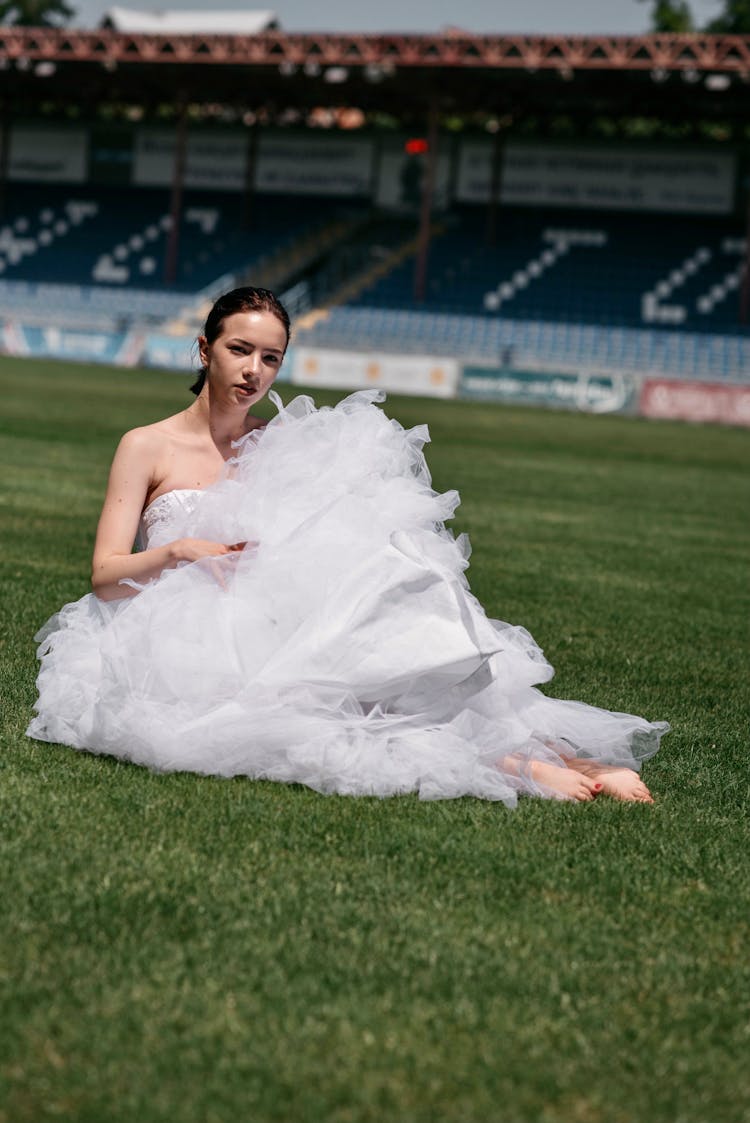 Bride Posing At Stadium