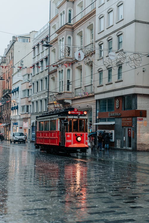 A Tram at the Istiklal Avenue, Istanbul, Turkey 