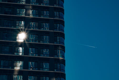 Sunlight in Windows of Building in City