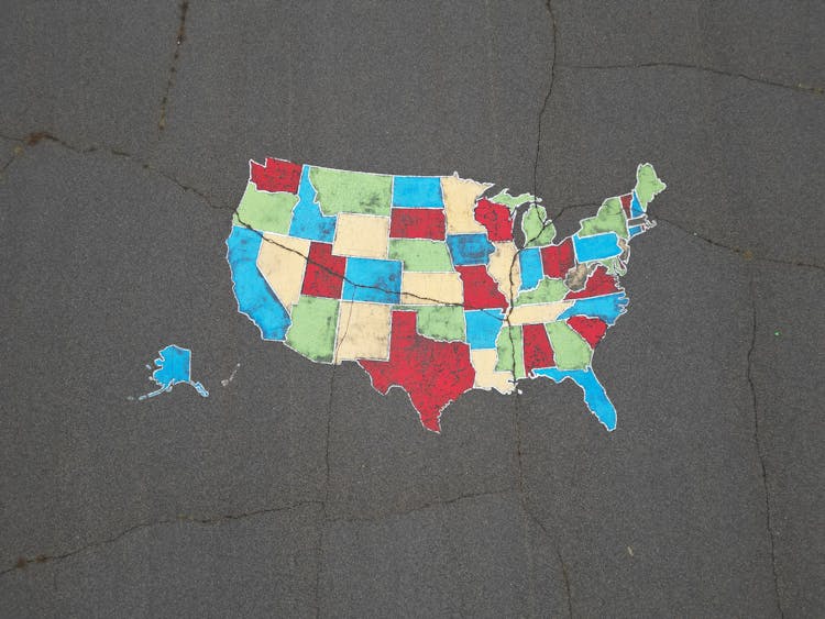 A Map Of The United States Painted On The Ground