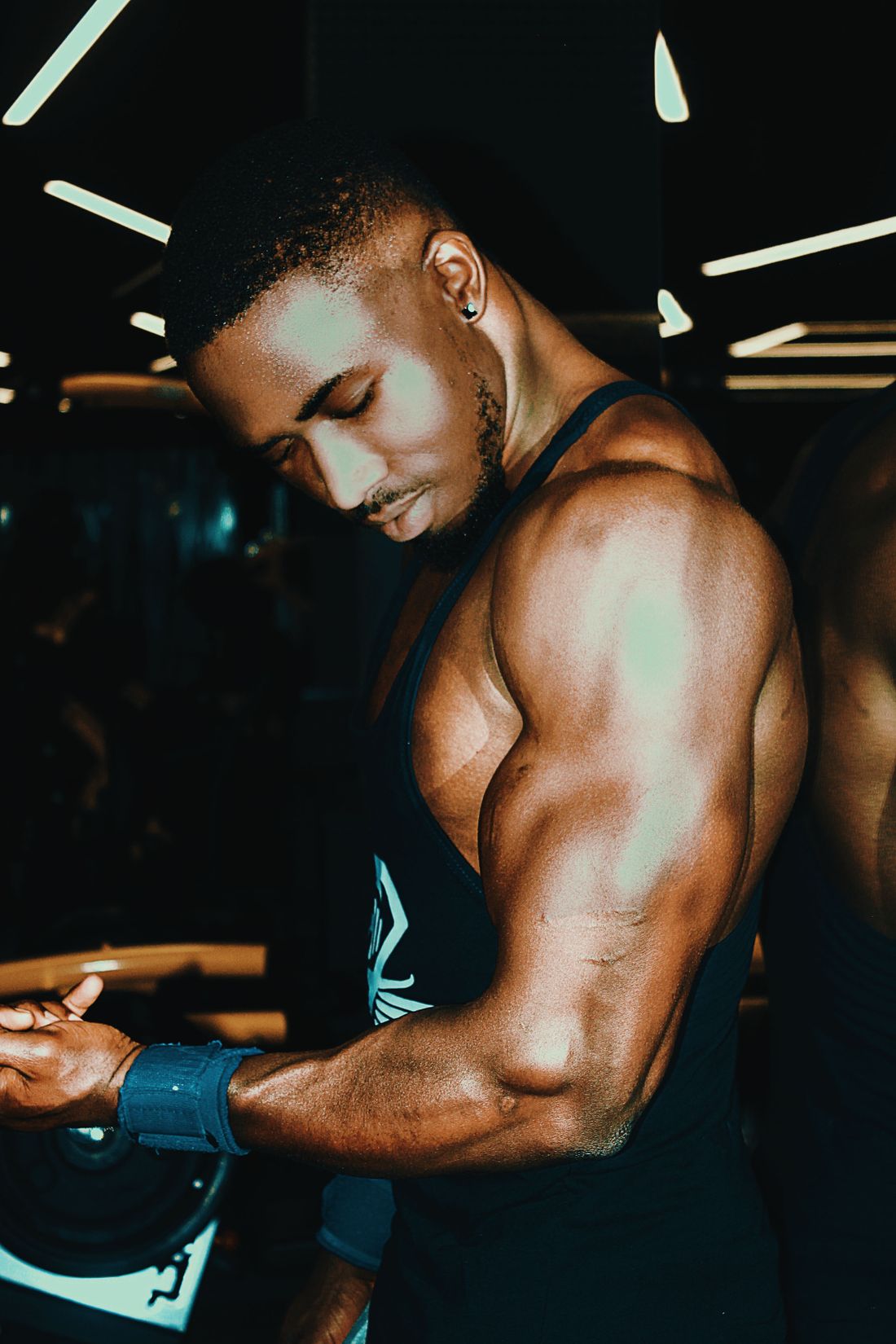 Athlete training in a gym