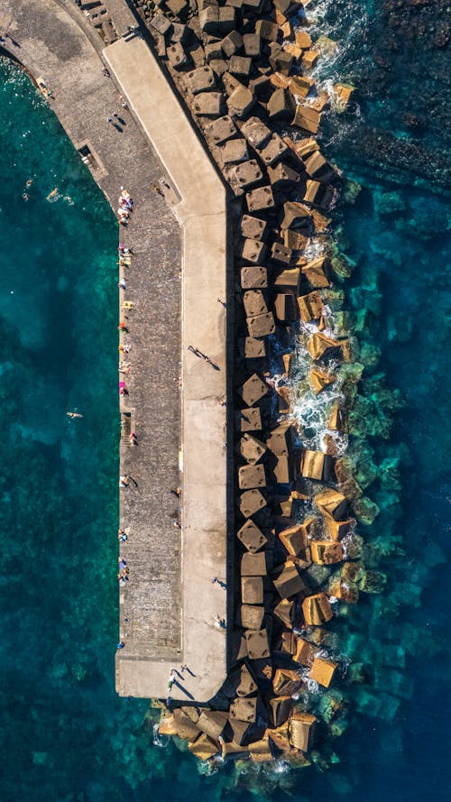 Foto d'estoc gratuïta de esculleres, foto des d'un dron, mar blau