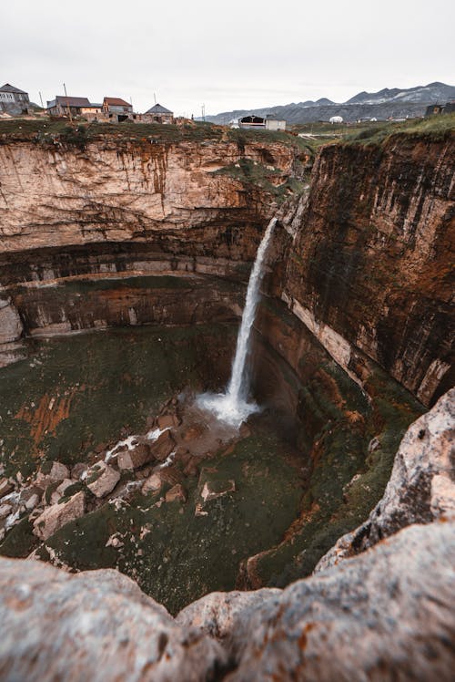 Waterfall Among Rocks 