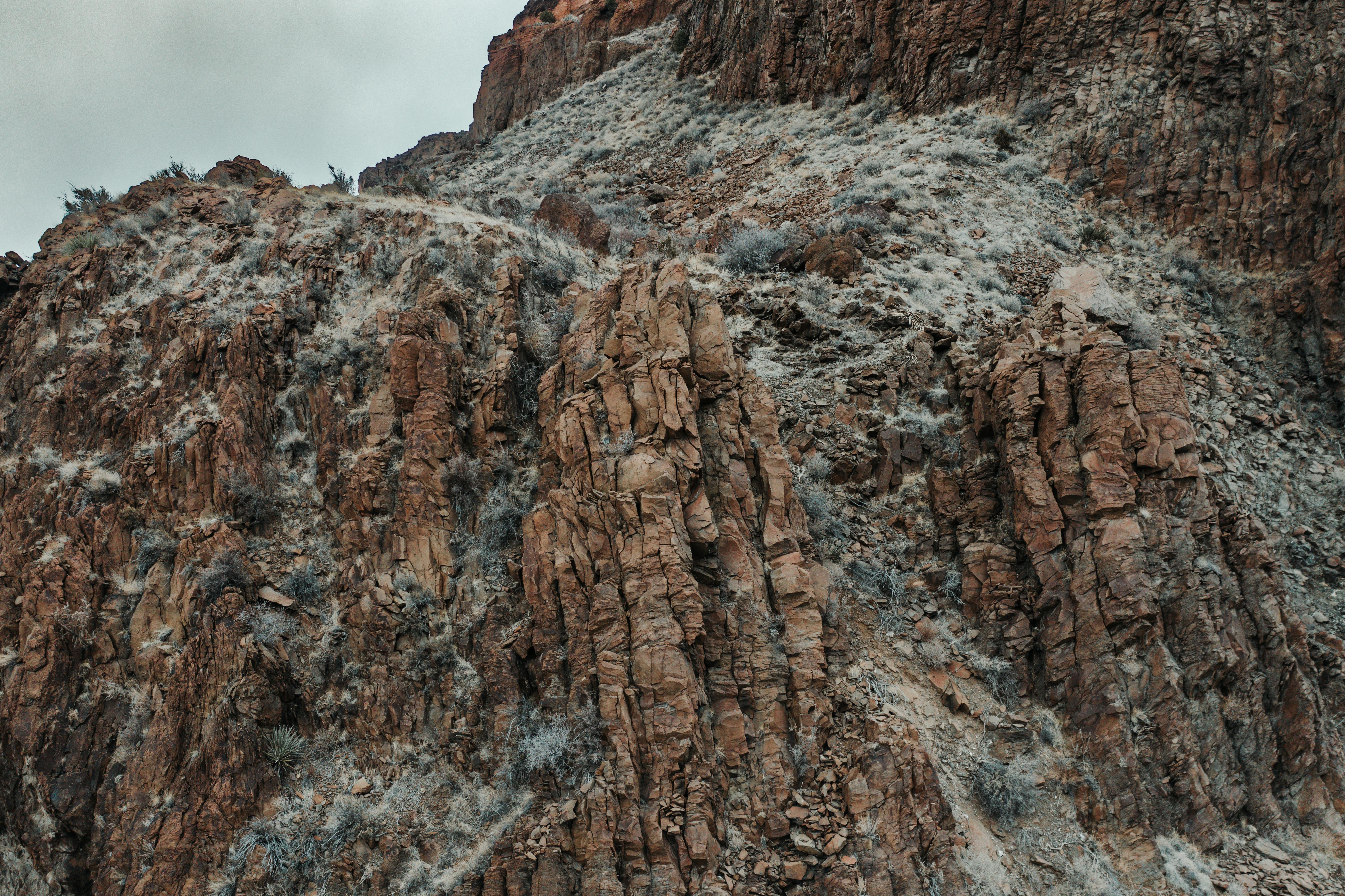 A close-up view of the rugged, eroded rock formations in White Rock, NM, USA.