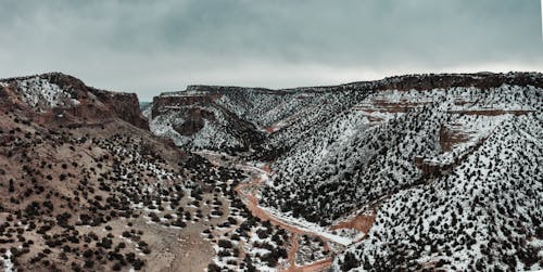 Mountains and a Valley in Winter 