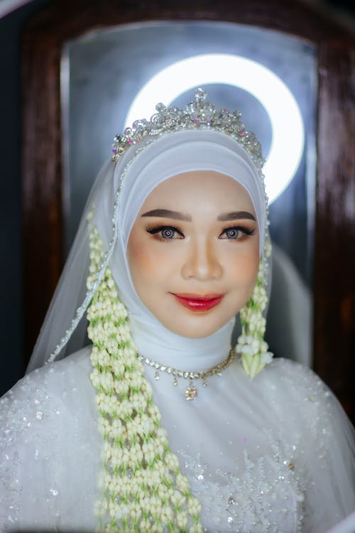 Beautiful Bride in Dress and Hijab