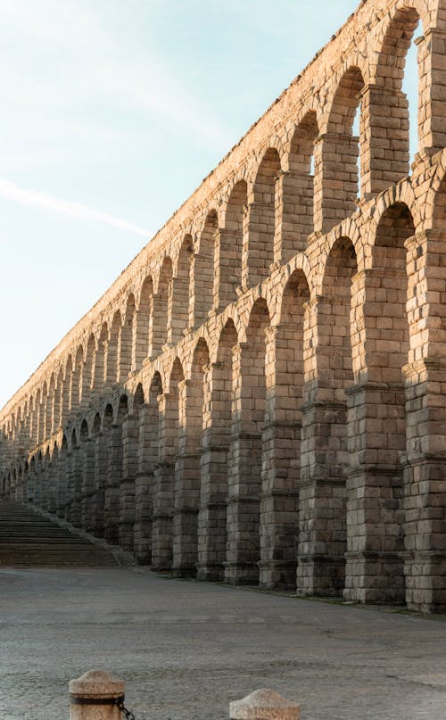 View of the Aqueduct of Segovia, Spain 