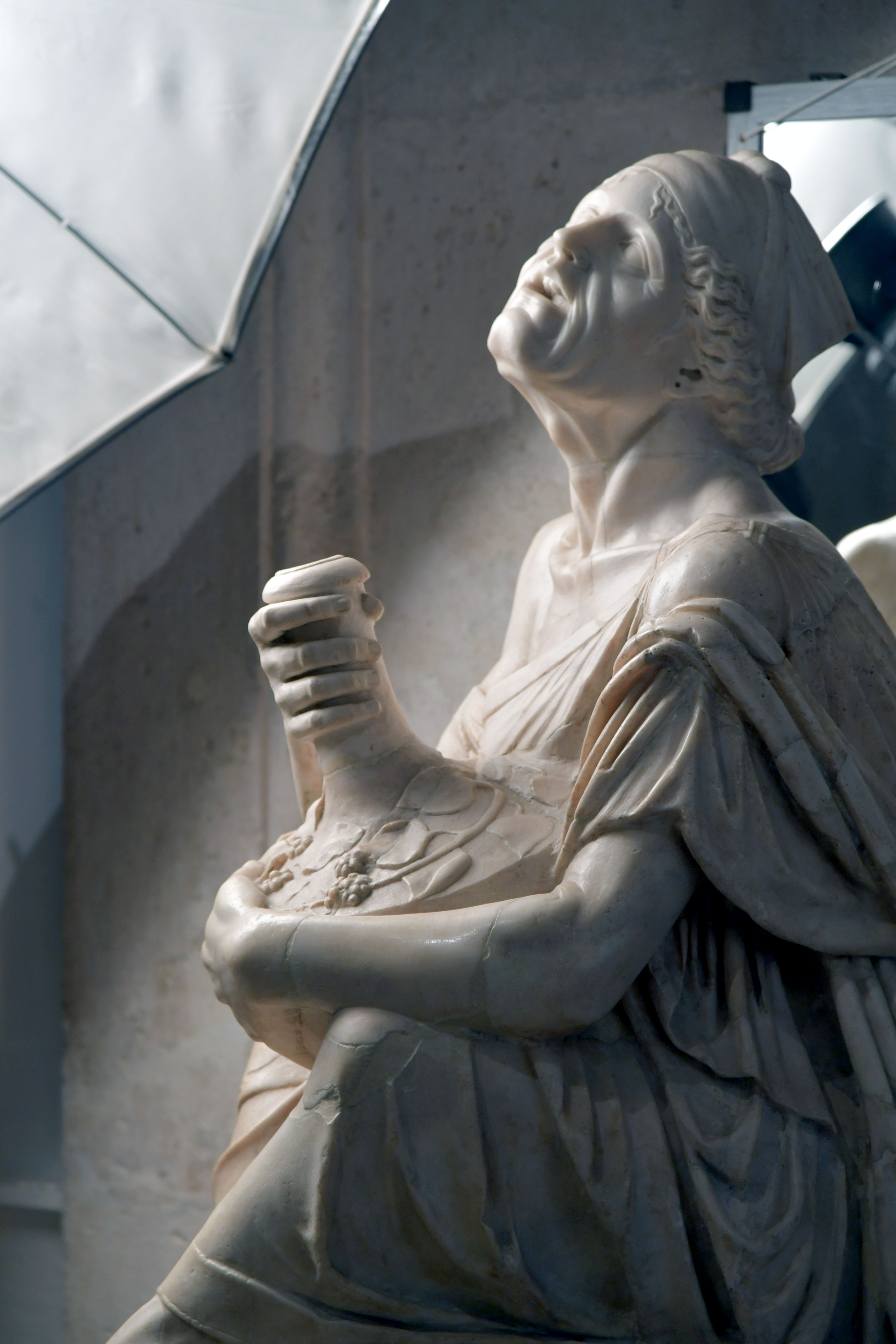 Ancient Roman Marble Replica Of Old Drunkard Sculpture From The