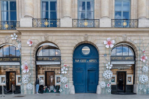 Entrance of the Luxury Jewelry Store Maison Van Cleef and Arpels in Paris