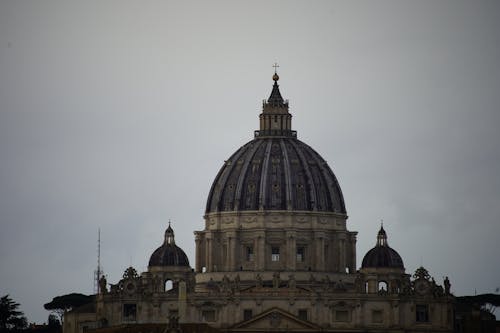 Dark St. Peters Basilica against the Gray Sky