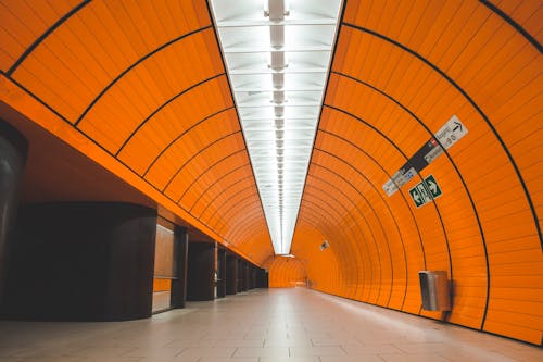 Orange Wall in Metro Station