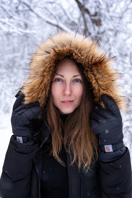Woman Wearing Jacket in Winter