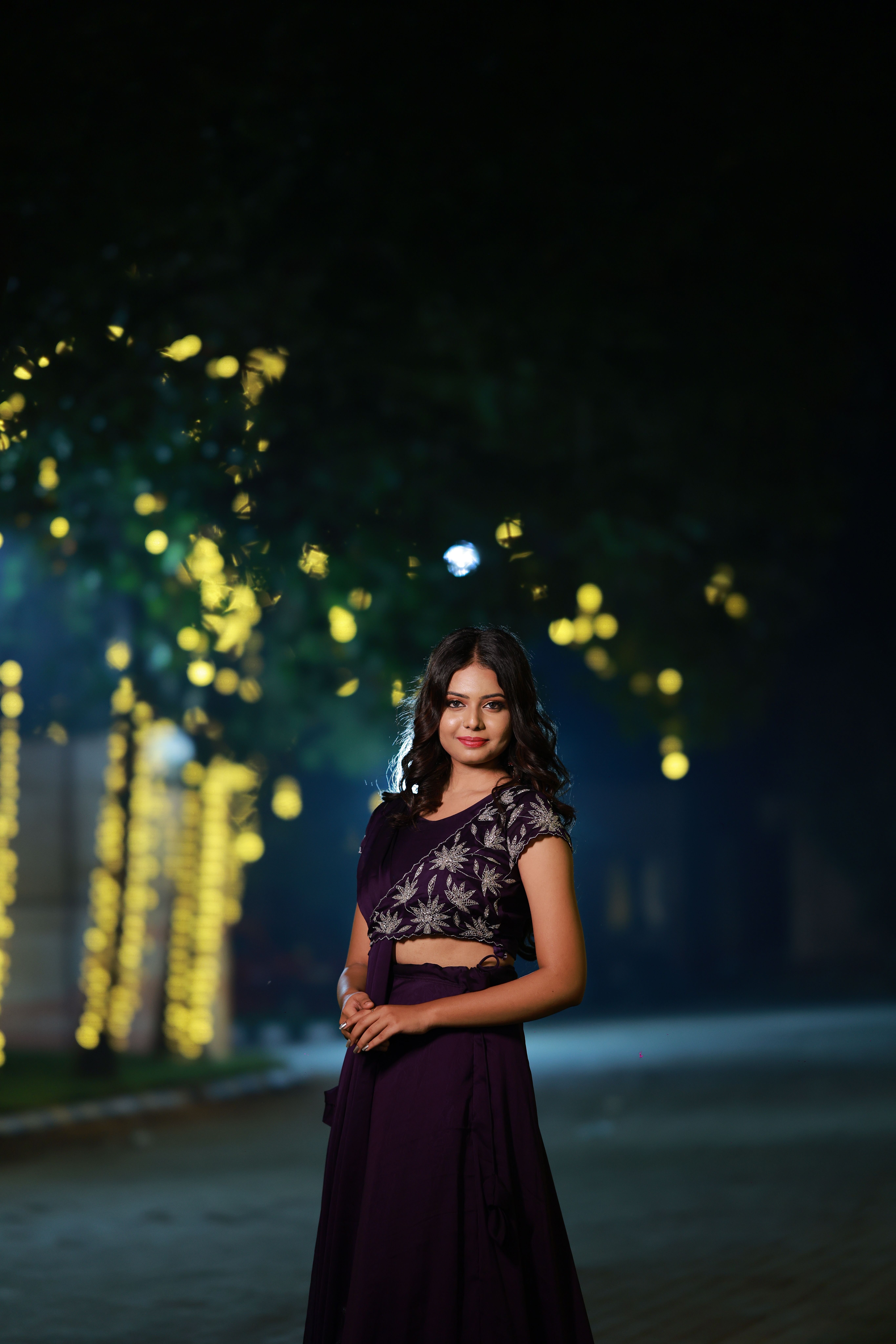 Portrait of Woman in Traditional Clothing at Night · Free Stock Photo