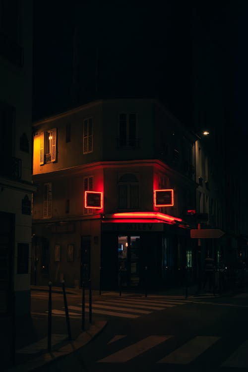Red Light on Building at Night