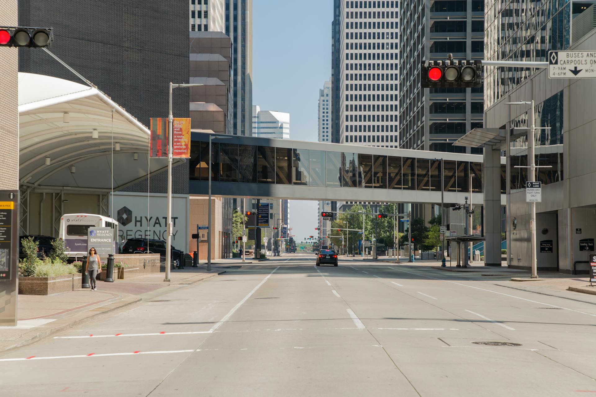 Sunlit Street in Houston in USA