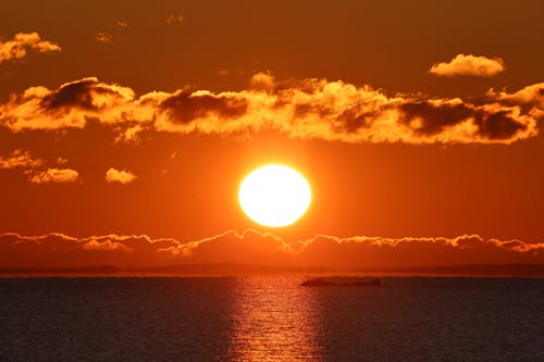 Sun Setting in Orange Sun over Ocean