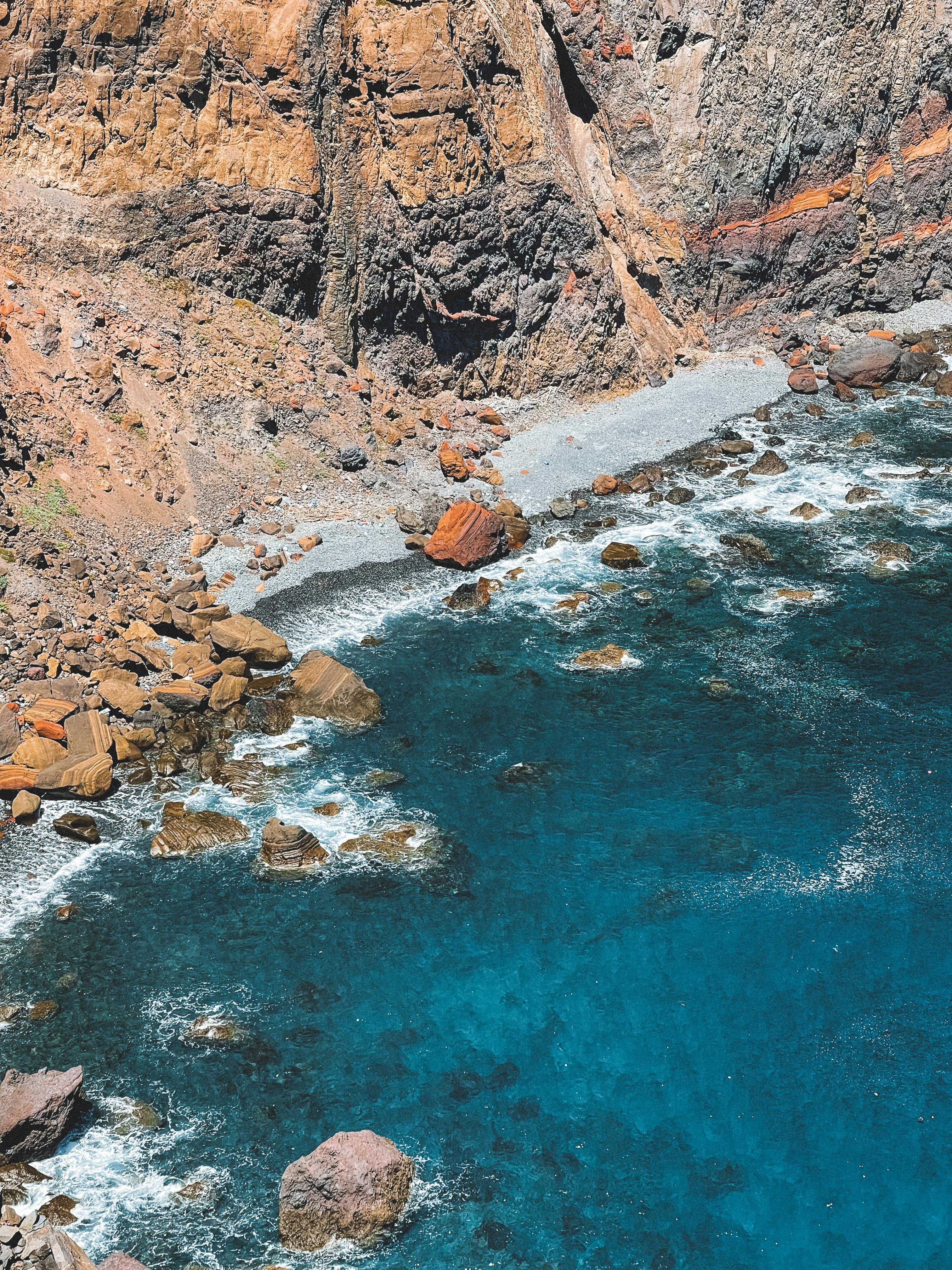 Aerial view of Madeira coastline at sunset