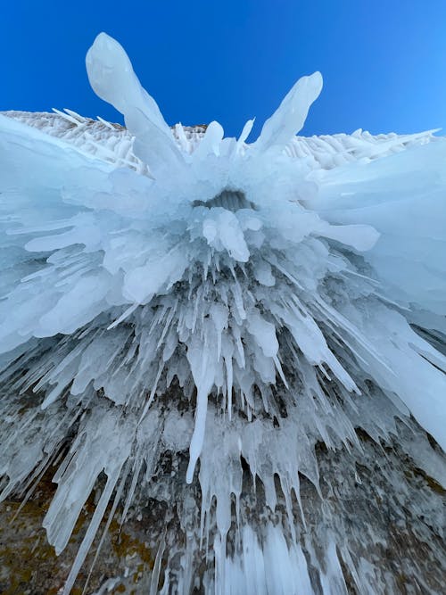 buz, buzu saçakları, dikey atış içeren Ücretsiz stok fotoğraf