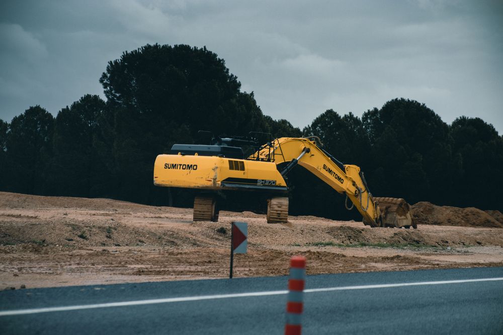 Excavator at construction site