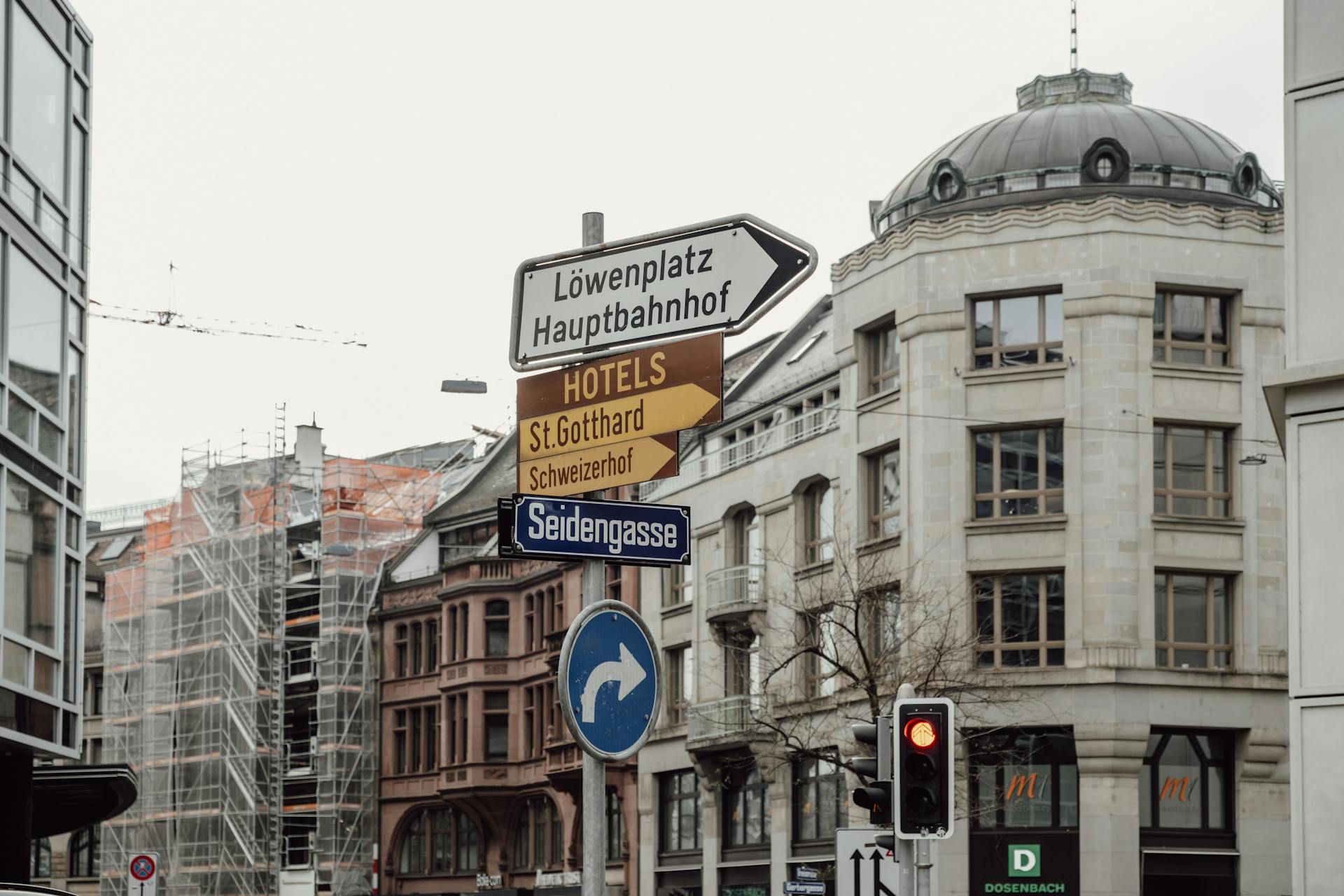 Sign with Directions in Zurich