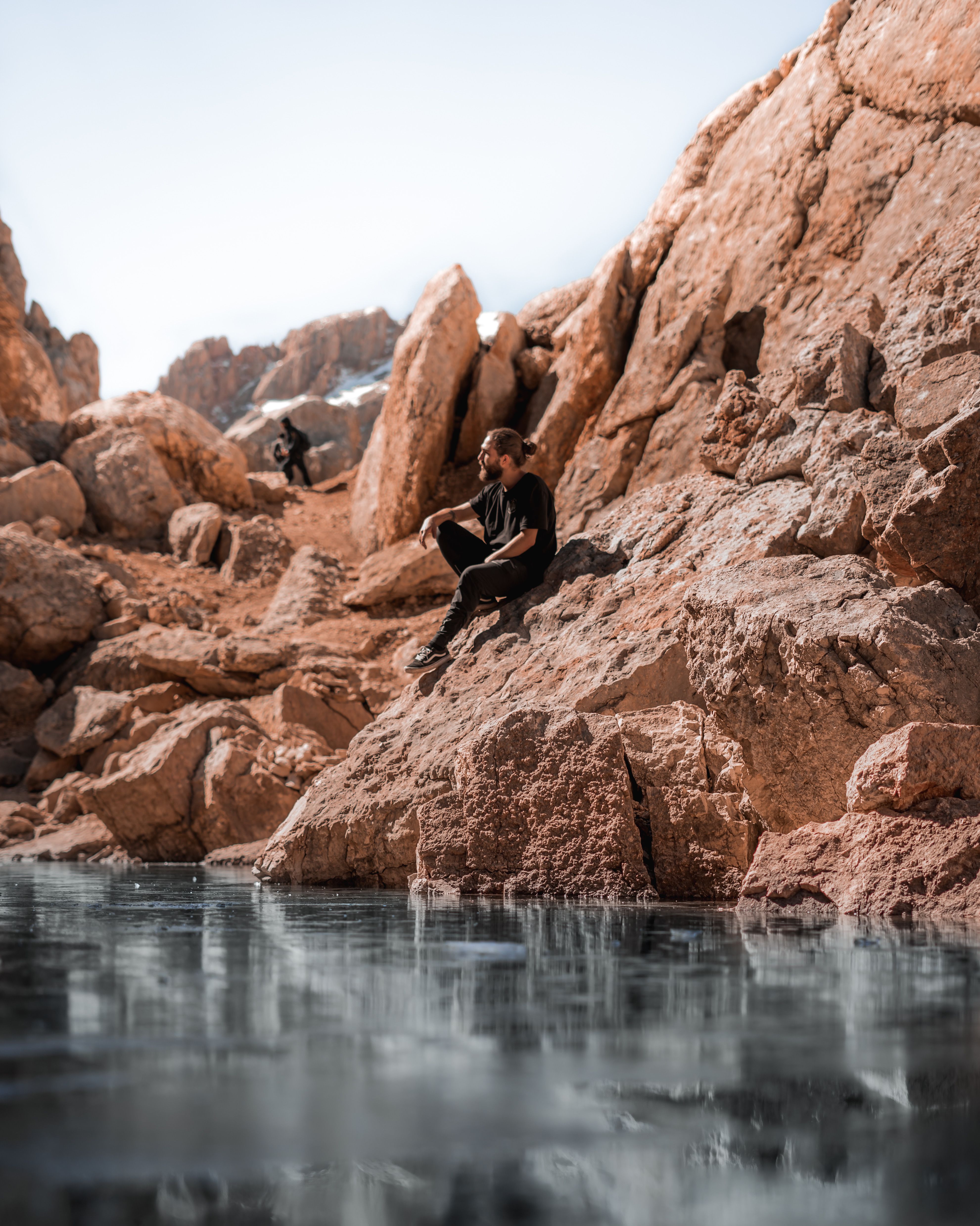 Man Sitting on Rocks over Lake · Free Stock Photo