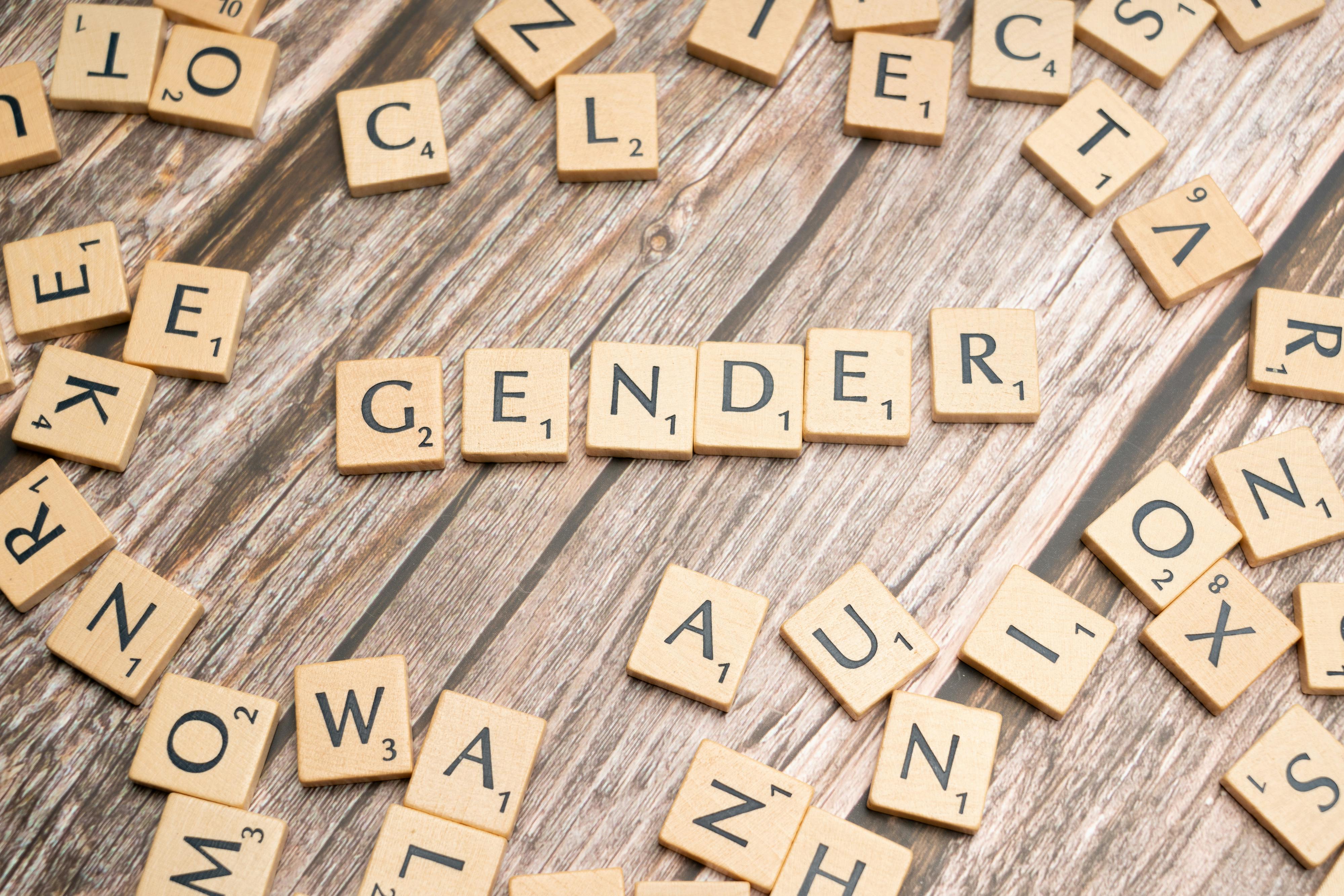 the word gender spelled out in scrabble letters