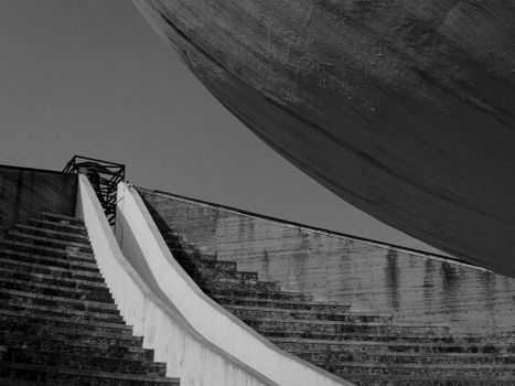 Stairs on a Square of Cathedral in Italy in Black and White 