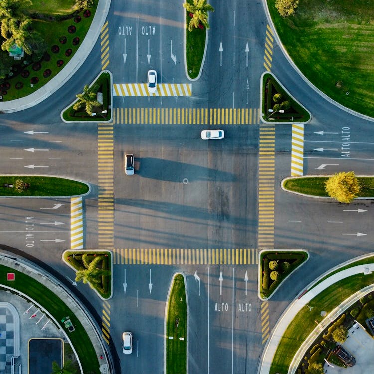 Top View Of A Large Intersection 