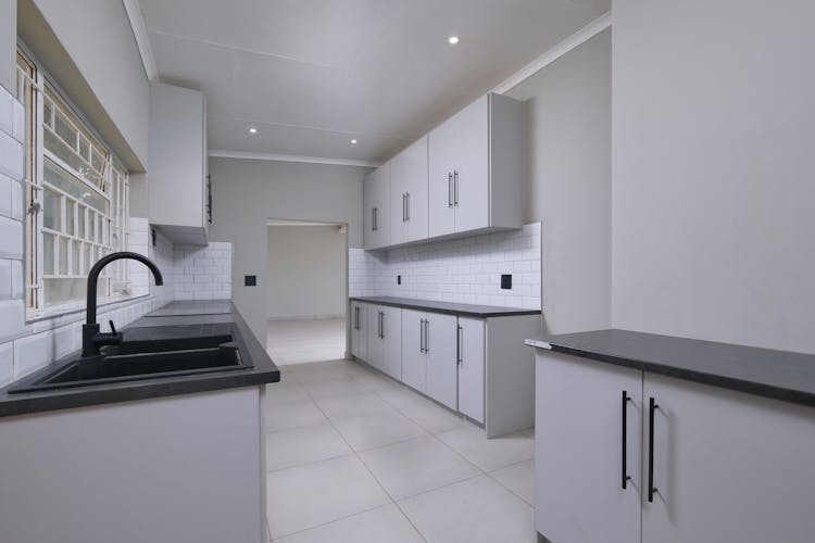 Contemporary White Empty Kitchen Area In A House