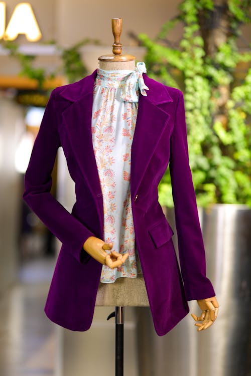 Purple Jacket and Floral Blouse on a Mannequin