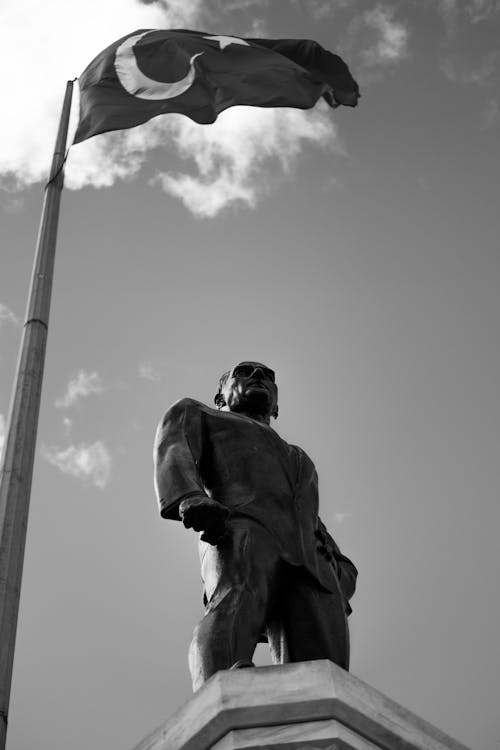 Low Angle Shot of the Ataturk Statue in Istanbul, Turkey