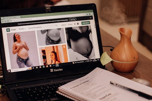 Images of a Pregnant Woman on a Computer Screen 