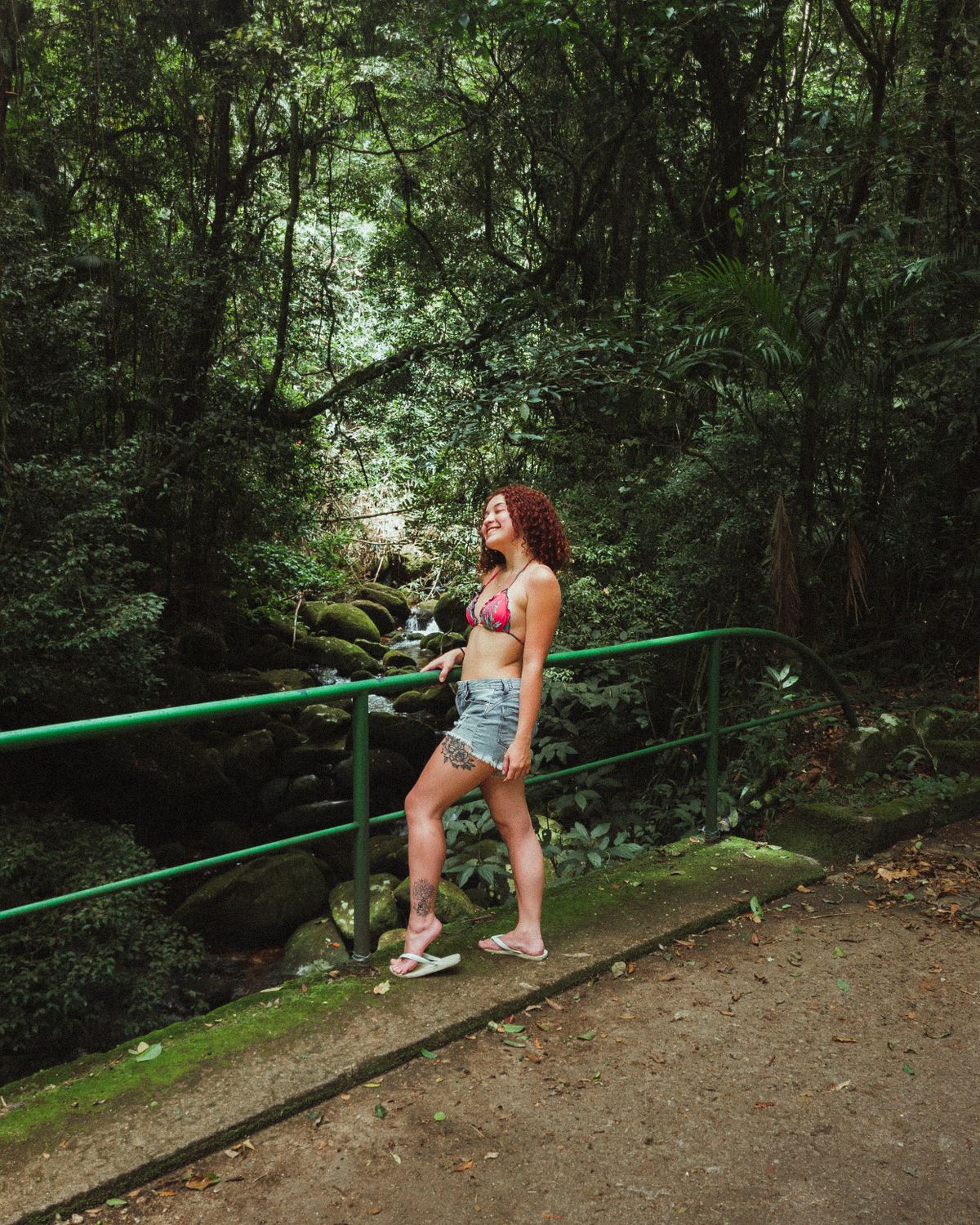 Woman in Bikini on Steps in Forest · Free Stock Photo