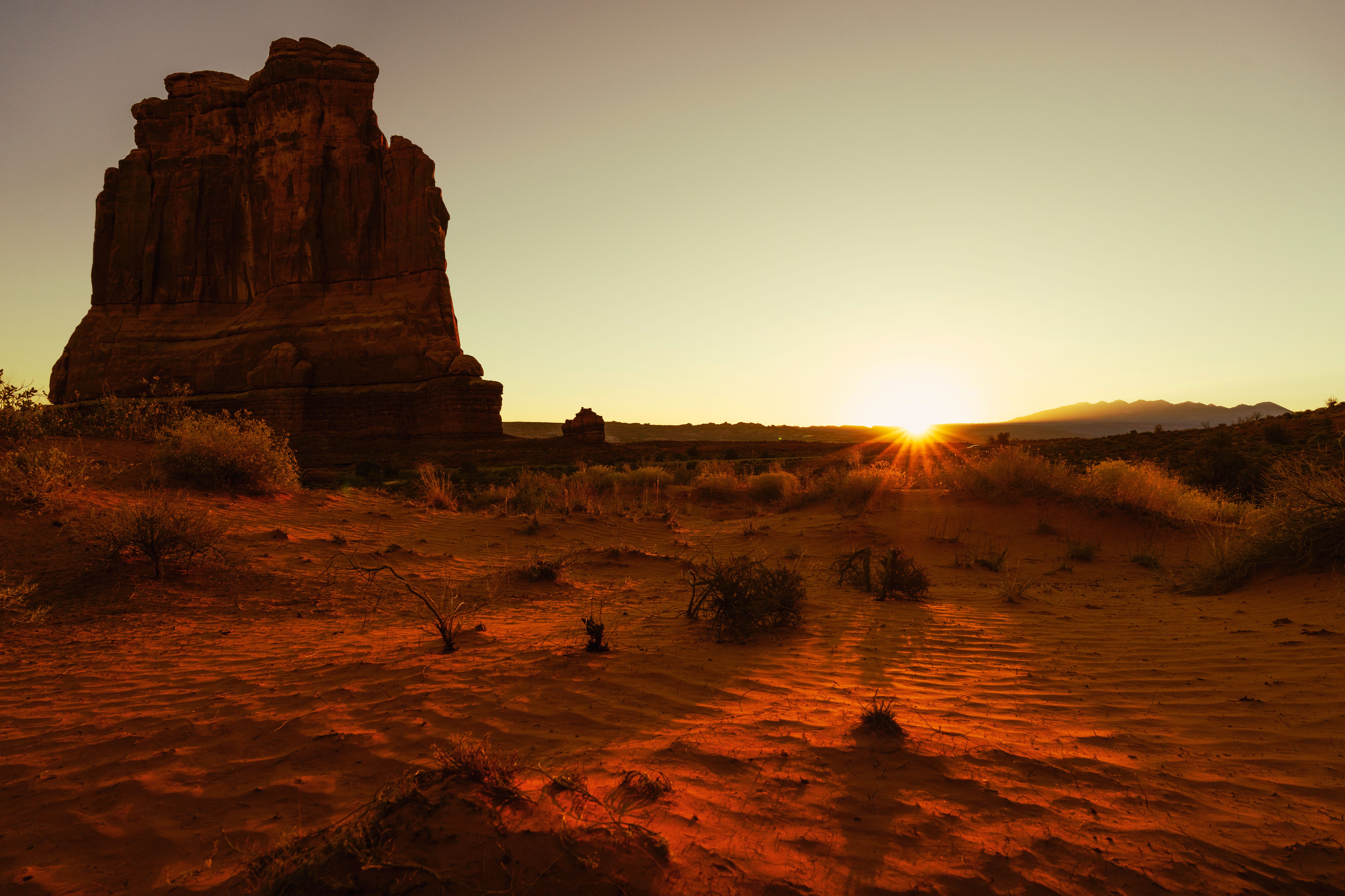 Rock Formation on Desert at Sunset · Free Stock Photo