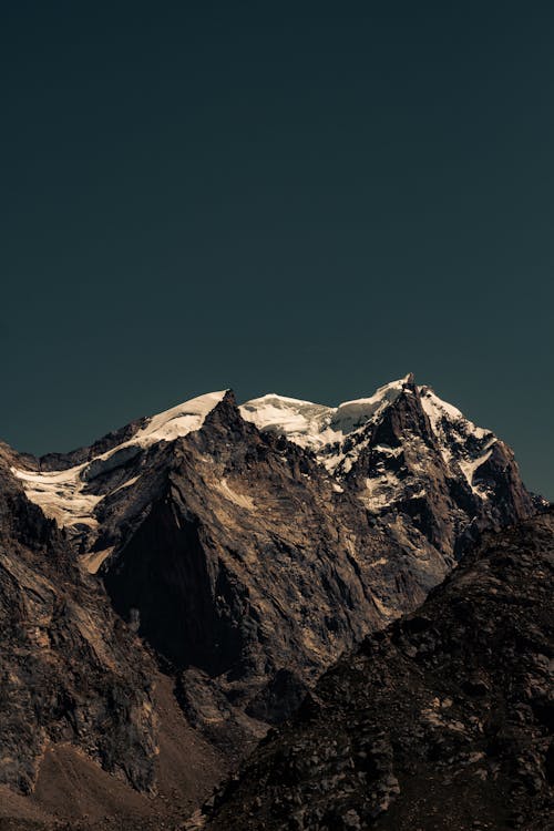 Clear Sky over Mountain Peak