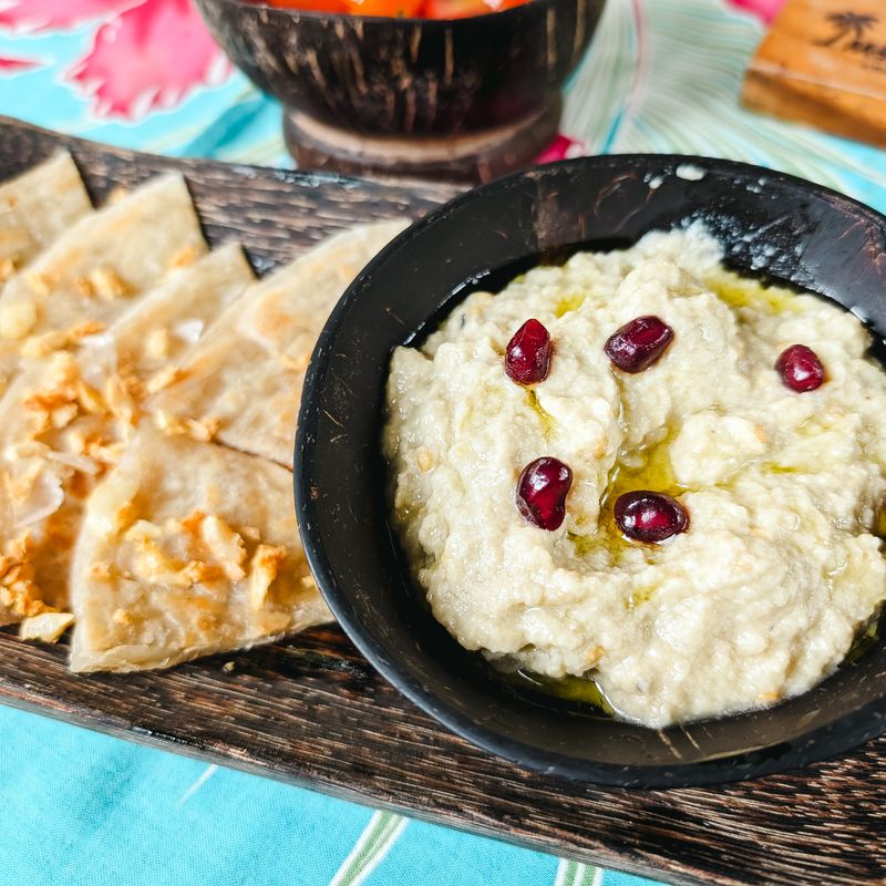 Roasted Eggplant with Garlic Yogurt and Pomegranate