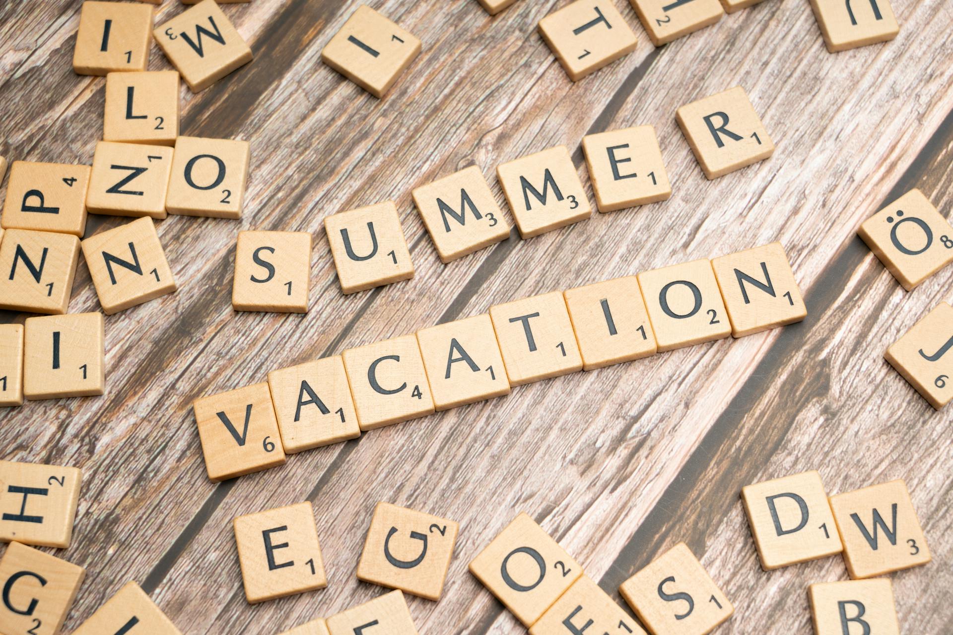 Summer vacation on wooden background