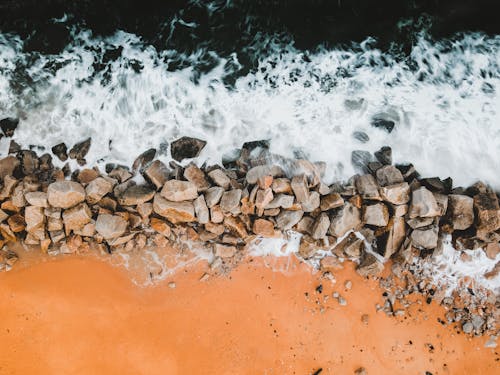 dalgakıranlar, deniz, drone çekimi içeren Ücretsiz stok fotoğraf