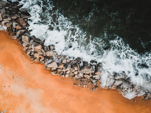 deniz, havadan görüntüleri, kayalar içeren Ücretsiz stok fotoğraf